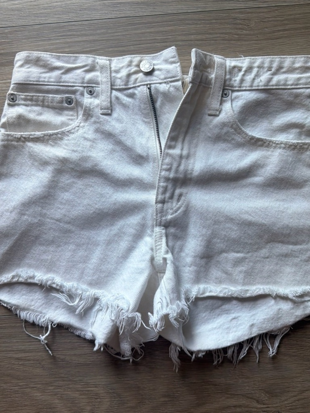 Madewell White Frayed Hem Denim Shorts